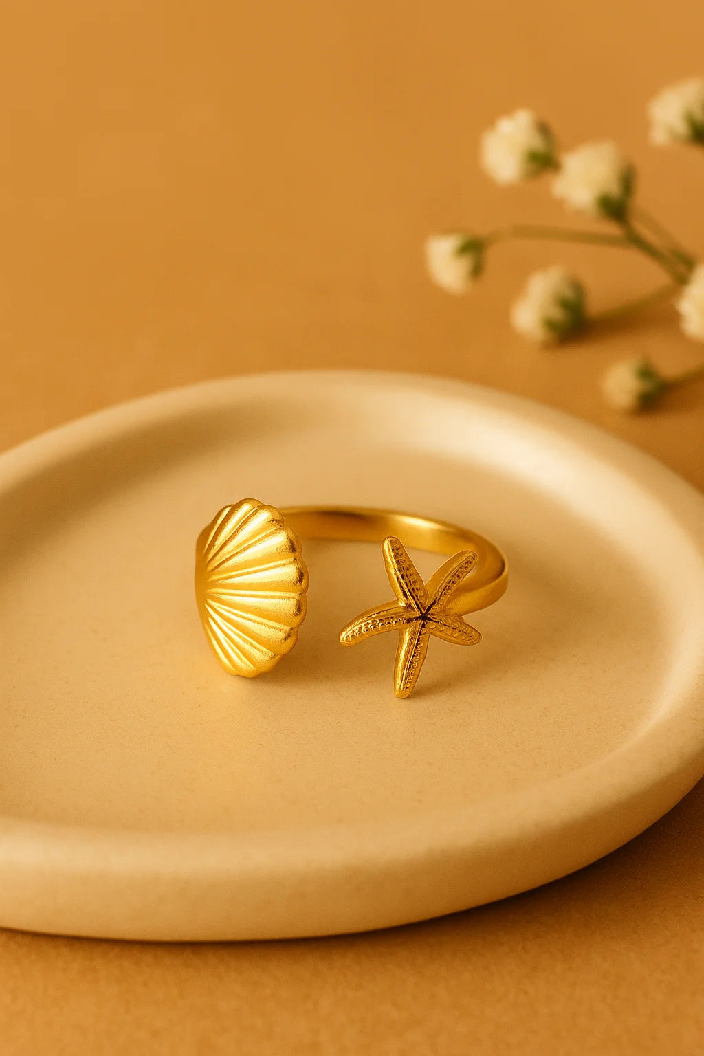 SHELL & STARFISH RING